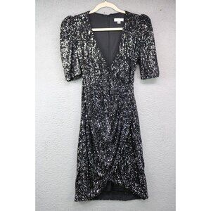 Calvin Klein Faux Wrap All Over Sequins-Size 4-Short Sleeves-Party Dress-Lined